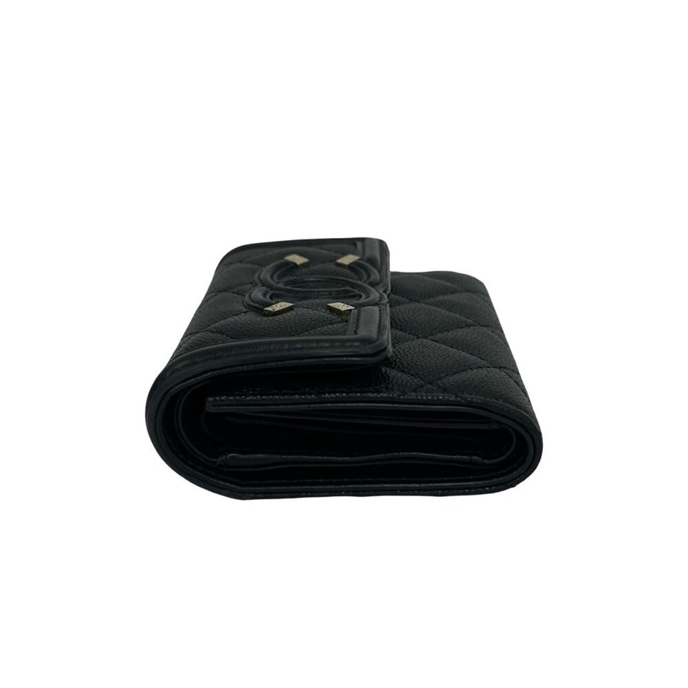 CHANEL Black Caviar Leather Logo Wallet - Picture 4 of 10